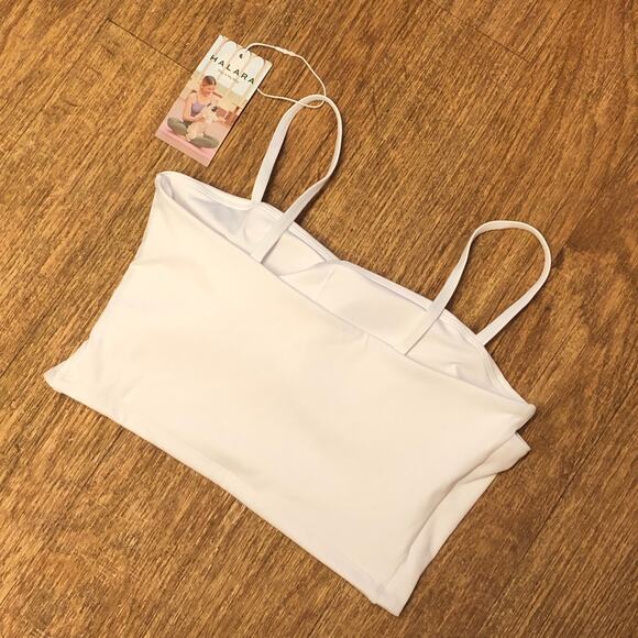 Halara Spaghetti Strap Crossover Plain Cropped Tank Top in White Size Small - Picture 7 of 8